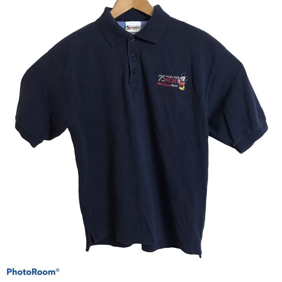 Walt Disney World Shirt 75 Years Navy Polo Mens Size Small Embroidered Mickey - Picture 4 of 5